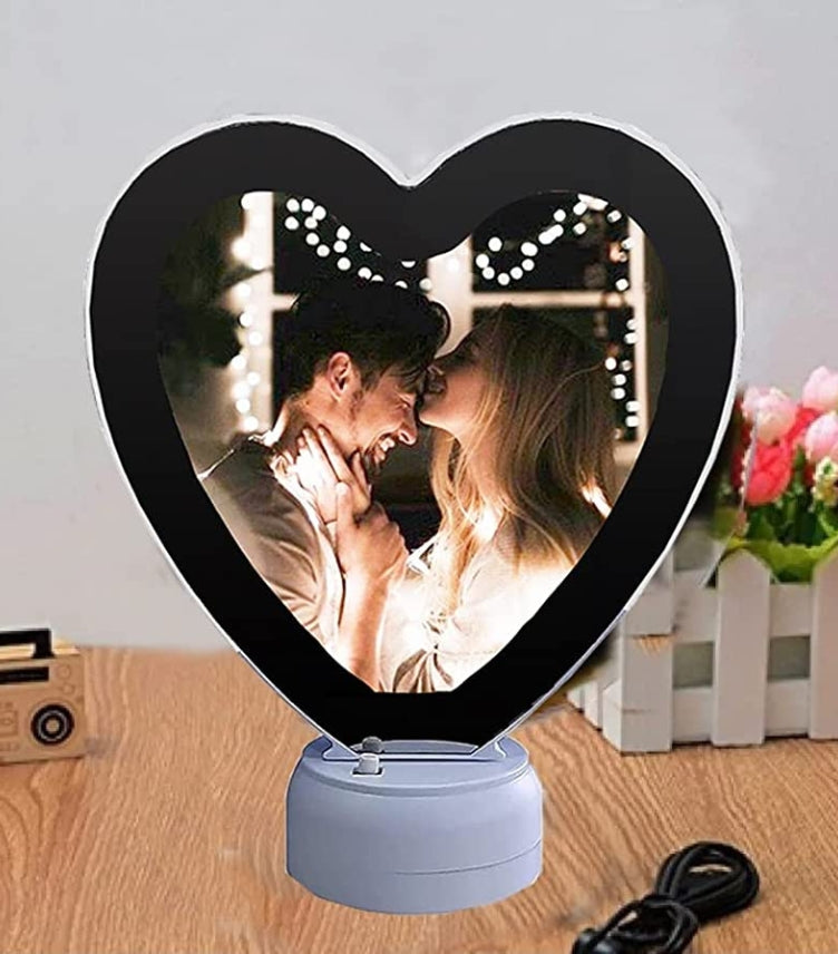 HEART-SHAPED PERSONALIZED MAGIC PHOTO MIRROR LED LAMP