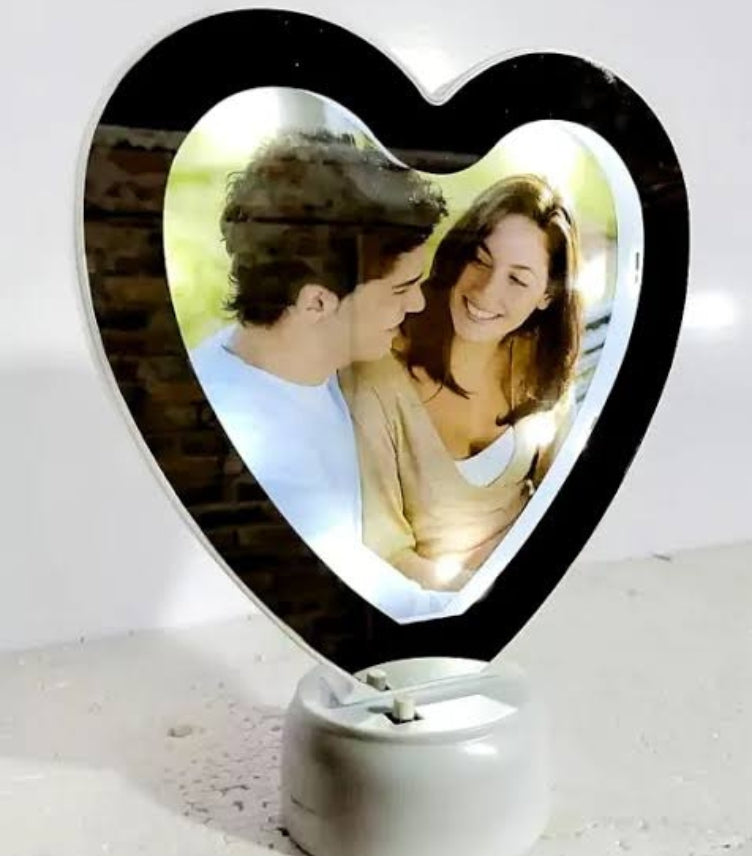 HEART-SHAPED PERSONALIZED MAGIC PHOTO MIRROR LED LAMP