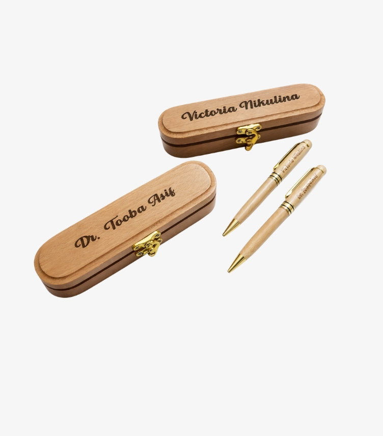 CUSTOM ENGRAVED WOODEN PEN WITH BOX – PERSONALIZED GIFT