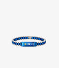 CUSTOM BLUE & SILVER STEEL BRACELET – PERSONALIZED NAME / LOVE DESIGN