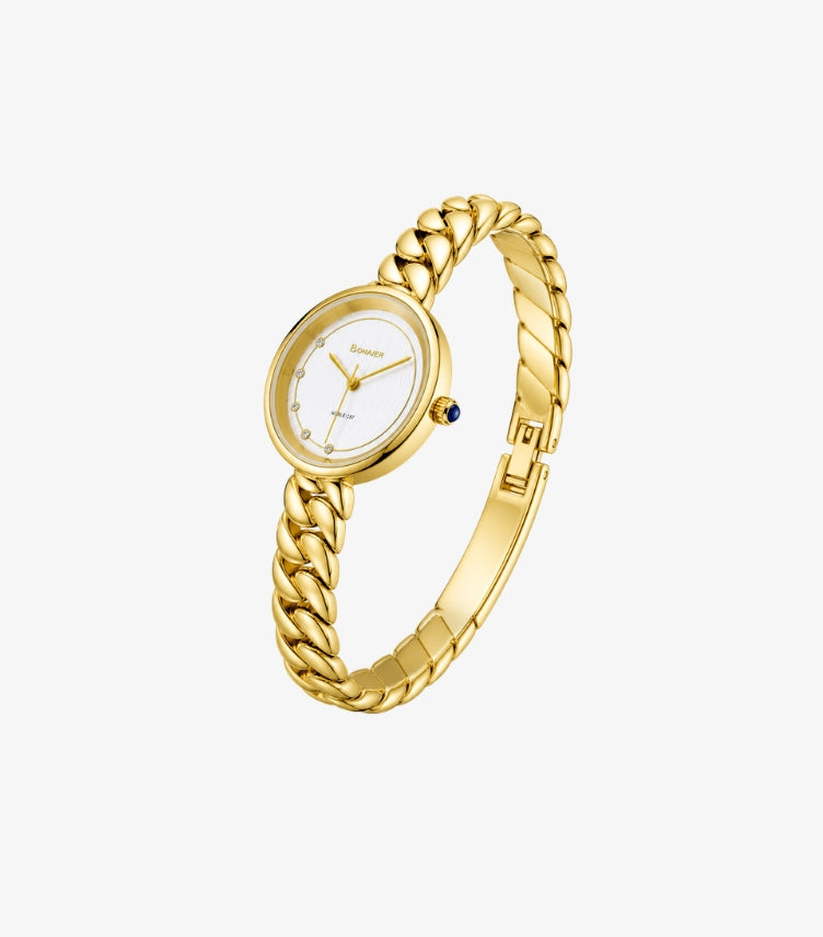 BONAIER MEN’S GOLD CHAIN WATCH