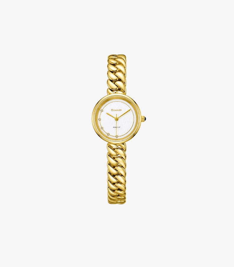 BONAIER MEN’S GOLD CHAIN WATCH