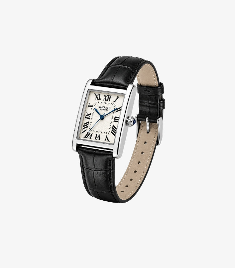 EMERALD CLASSIC RECTANGULAR LEATHER WATCH